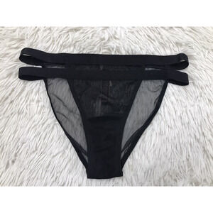 Victoria's Secret Very Sexy Black String Bikini Size Sm Dual Straps Mesh Solid